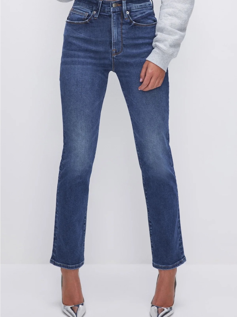 GOOD AMERICAN GOOD LEGS STRAIGHT leg INDIGO High-Rise Jean
